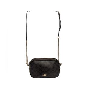 Coach Isla Chain Crossbody in Signature Canvas with Leopard Print